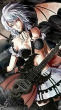 Lade kostenlos Hintergrundbilder Anime,Demons,Mädchen,Gitarren für Handy oder Tablet herunter.