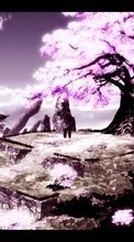 Lade kostenlos Hintergrundbilder Anime,Landschaft,Bäume für Handy oder Tablet herunter.