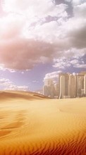 Lade kostenlos 240x320 Hintergrundbilder Landschaft,Städte,Sky,Kunst,Wüste für Handy oder Tablet herunter.