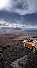 Lade kostenlos Hintergrundbilder Transport,Landschaft,Auto,Porsche,Sky,Mountains,Clouds für Handy oder Tablet herunter.