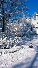 Lade kostenlos Hintergrundbilder Häuser,Landschaft,Schnee,Winterreifen für Handy oder Tablet herunter.