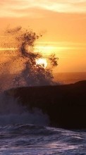 Lade kostenlos Hintergrundbilder Sea,Landschaft,Waves,Sunset für Handy oder Tablet herunter.