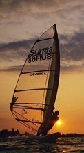 Lade kostenlos Hintergrundbilder Sport,Sunset,Sea,Windsurfen für Handy oder Tablet herunter.
