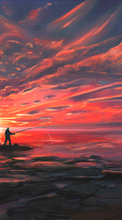 Lade kostenlos Hintergrundbilder Sea, Sunset, Kunst für Handy oder Tablet herunter.