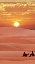 Lade kostenlos Hintergrundbilder Landschaft,Sunset,Sand,Wüste,Kamele für Handy oder Tablet herunter.