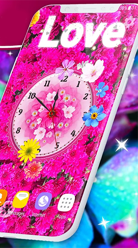 Kostenlos Live Wallpaper Blumen Analoguhr  für Android Smartphones und Tablets downloaden.