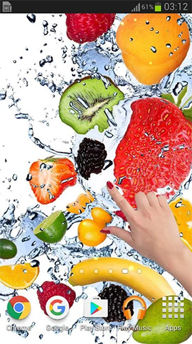 Download Essen Live Wallpaper Früchte im Wasser  für Android kostenlos.