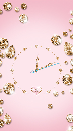 Download Abstrakt Live Wallpaper Uhr mit Gold und Diamanten  für Android kostenlos.