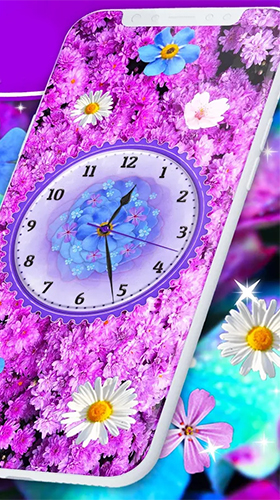 Android Hintergrundbilder Blumen Analoguhr  kostenlos auf den Desktop herunterladen. 