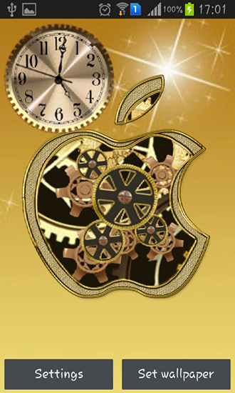 Android Hintergrundbilder Goldene Apple Uhr kostenlos auf den Desktop herunterladen. 