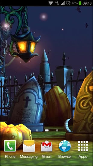Bildschirm screenshot Halloween Friedhof  für Handys und Tablets.
