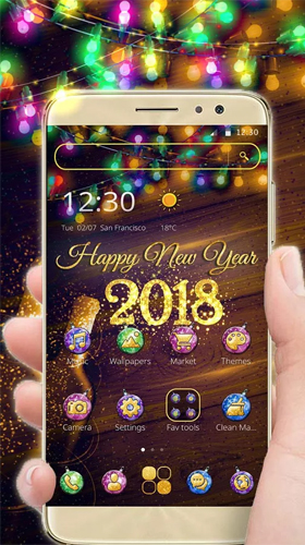 Bildschirm screenshot Neujahr 2018  für Handys und Tablets.