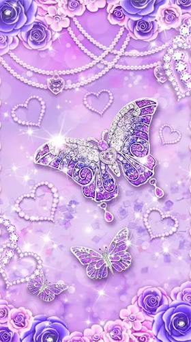 Bildschirm screenshot Lila Diamant-Schmetterling  für Handys und Tablets.