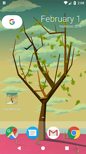 Bildschirm screenshot Baum mit Fallenden Blättern  für Handys und Tablets.