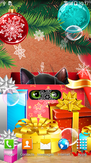 Bildschirm screenshot Kätzchen an Weihnachten für Handys und Tablets.
