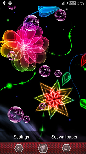 Bildschirm screenshot Neonblumen für Handys und Tablets.