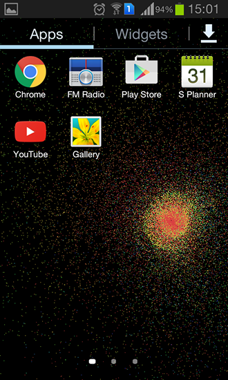 Bildschirm screenshot Partikelfluss für Handys und Tablets.