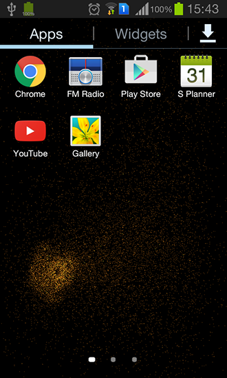 Bildschirm screenshot Strahlende Partikel für Handys und Tablets.
