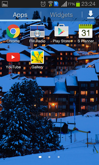 Bildschirm screenshot Nächtliche Winterberge für Handys und Tablets.